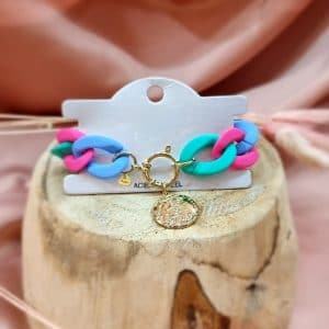 BRACELET SILI est un bracelet en silicone a chaine multicolor et boucle en acier inoxydable